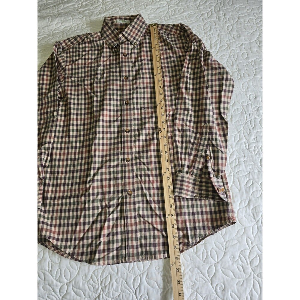 Orvis Sporting Traditions Brown, Green, Red Plaid Shirt Size Medium